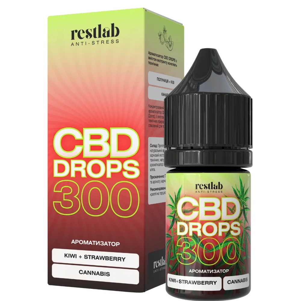 cbd-drops-ridyna-kiwi-strawberrycannabis-300-mg CBD Drops (рідина) Kiwi strawberry&Cannabis 300 мг - Зображення 1