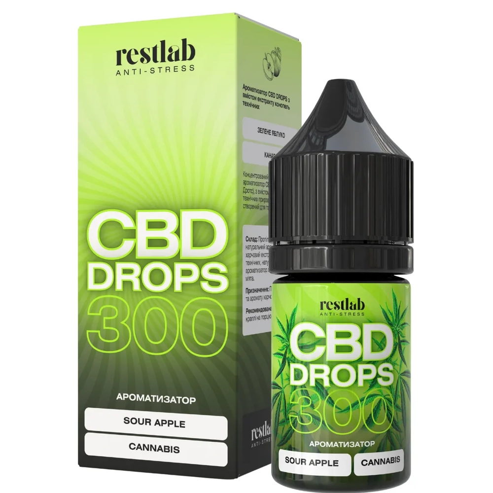 cbd-drops-ridyna-sour-applecannabis-300-mg CBD Drops (рідина) Sour Apple&Cannabis 300 мг - Зображення 1